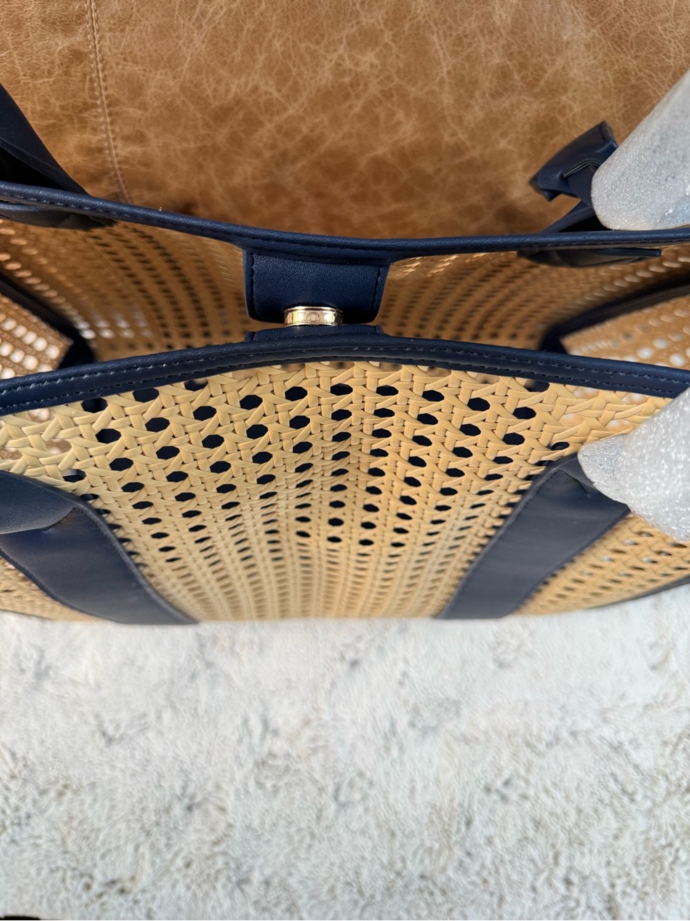 Mark & Graham Waterproof Caning Tote in Navy - Picture 13 of 13